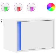 Нощни шкафчета за стена с LED осветление, 2 бр, бели