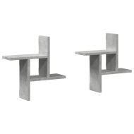 Стенни рафтове, 2 бр, бетонно сиви, 38x12x38см, инженерно дърво