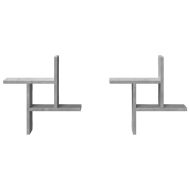 Стенни рафтове, 2 бр, бетонно сиви, 38x12x38см, инженерно дърво