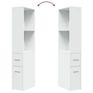 Тесен скрин за баня с колелца, бял, инженерно дърво