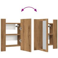 LED шкаф за баня с огледало, дъб артизан, 40x12x45 см