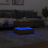 Маса за кафе с LED осветление, дъб артизан, 50x50x40 см