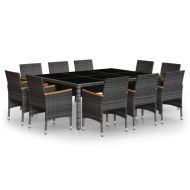 Градински трапезен комплект 11 части полиратан сив