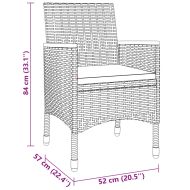 Градински трапезен комплект, 3 части, полиратан, сив