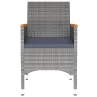 Градински трапезен комплект, 3 части, полиратан, сив