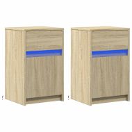 Нощни шкафчета с LED, 2 бр, сонома дъб, инженерно дърво