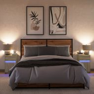 Нощни шкафчета с LED, 2 бр, сонома дъб, инженерно дърво