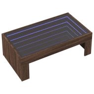 Маса за кафе с Infinity LED, кафяв дъб, 90x50x30 см