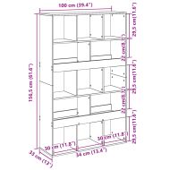 Разделител за стая сив сонома 100x33x156,5 см инженерно дърво