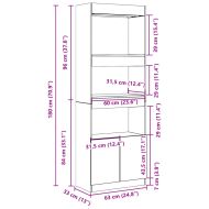 Висок шкаф, 63x33x180 бял, инженерно дърво