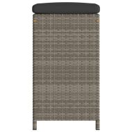 Градински бар табуретки с възглавници, 2 бр, полиратан, сиви