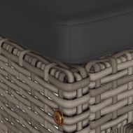 Градински бар табуретки с възглавници, 2 бр, полиратан, сиви