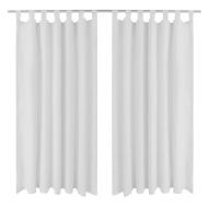 Завеси от микросатен с "уши", 2 бр, бели, 140 x 175 см