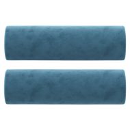 2-местен диван с декоративни възглавници син 120 см кадифе