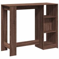 Бар маса с рафтове кафяв дъб 124x46x103,5 см инженерно дърво