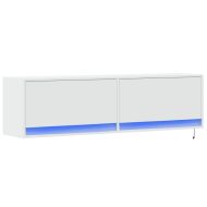Стенен ТВ шкаф с LED осветление, бял, 140x31x38 см