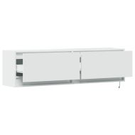 Стенен ТВ шкаф с LED осветление, бял, 140x31x38 см