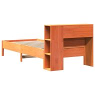 Легло с етажерка за книги, без матрак, 100x200 см, бор масив