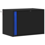 Нощно шкафче за стена с LED светлини, черно