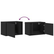 Нощно шкафче за стена с LED светлини, черно