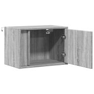 Нощни шкафчета за стена с LED осветление, 2 бр, сив сонома