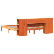 Легло с етажерка за книги, без матрак, 200x200 см, бор масив