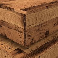 Маса за кафе с LED осветление, старо дърво, 50x50x40 см