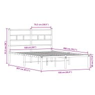 Метална рамка за легло, без матрак, опушен дъб, 160x200 см