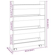 Тясна количка за съхранение 4 нива опушен дъб инженерно дърво
