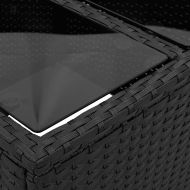 Градински диван от 2 части с възглавници черен полиратан стъкло