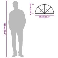 Стенно огледало, черно, 60x30 см, арка, желязо