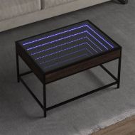 Маса за кафе с Infinity LED, кафяв дъб, 70x50x41 см