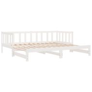 Разтегателно дневно легло, без матрак, бяло, 2x(90x200) см