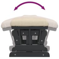 Плъзгащ се стол с табуретка, кремавобял, текстил