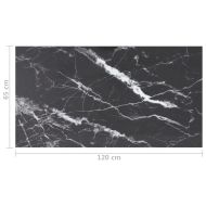 Плот за маса черен 120x65см 8мм закалено стъкло мраморен дизайн