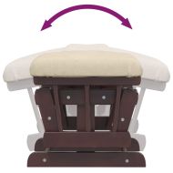 Плъзгащ се стол с табуретка, кремавобял, текстил