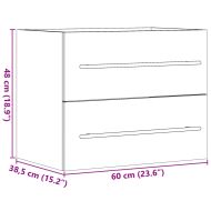Долен шкаф за мивка бетонно сив 60x38,5x48 см инженерно дърво
