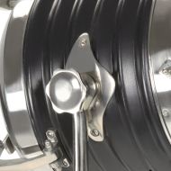 Наземна лампа на статив, черна, мангово дърво масив, 171 см