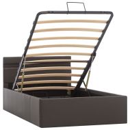 Легло с повдигащ механизъм и LED сиво еко кожа 90x200 cм