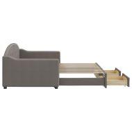 Канапе с изтеглящо легло и чекмеджета таупе 90x200 см плат