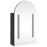 Огледален шкаф за баня с LED светлина дъговиден сив 42x13x70 см