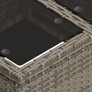 Градински диван от 2 части с възглавници сив полиратан и стъкло