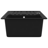 Гранитна кухненска мивка с корито и отцедник, черна, две монт. позиции