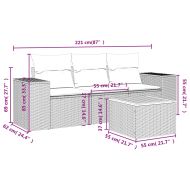 Градински диван с възглавници, 4 части, бежов полиратан