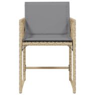 Градински столове с възглавници, 4 бр, бежови полиратан