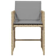 Градински столове с възглавници, 4 бр, бежови полиратан