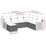 Градински диван с възглавници, 7 части, бежов полиратан