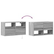 Стенен ТВ шкаф с LED осветление, сив сонома, 80x31x45 см