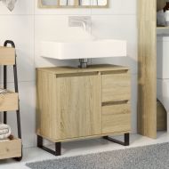 Шкаф за баня, сонома дъб, 65x33x60 см, инженерно дърво