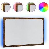 LED огледало за баня, опушен дъб, 60x8,5x38 см, инженерно дърво